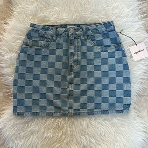 Superdown denim checkered skirt size medium brand new with tags